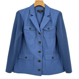 Talbots Sweater Sleeve Cotton Jacket in Blue Size LP